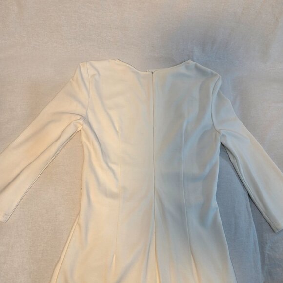 VFMAGE Ivory Pleated Asymmetrical Bow Sheath Cocktail Dress Size M LIKE NEW! - Picture 7 of 16
